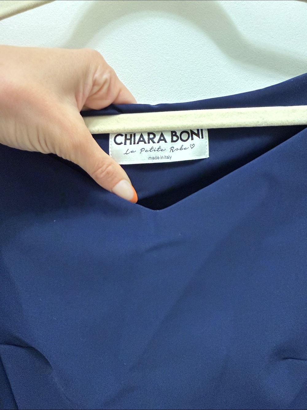 Chiara Boni La Petite Robe Navy Off Shoulder Tulip Sleeve Sheath Dress - Picture 3 of 5